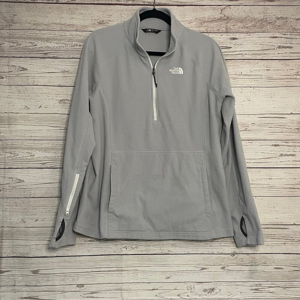 The‎ North Face Grey Fleece 3/4 Zip Pullover Sweatshirt Size XL
